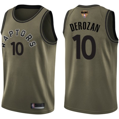 Nike Toronto Raptors #10 DeMar DeRozan Green Salute to Service 2019 Finals Bound NBA Swingman Jersey Men's